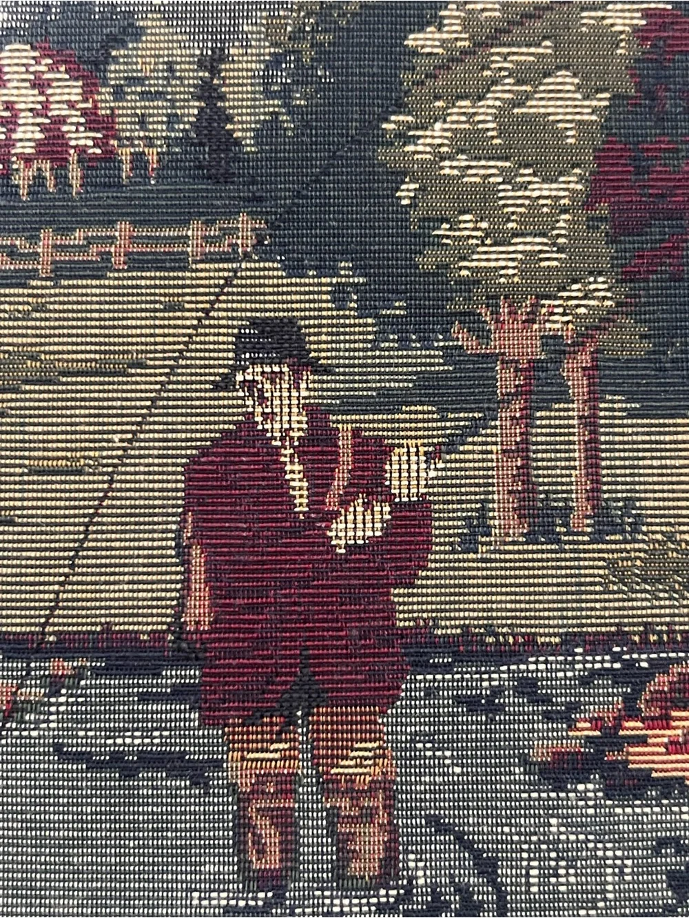 Vintage Needle Point Tapestry Fly Fishing Outdoor Scene Framed Wall Art